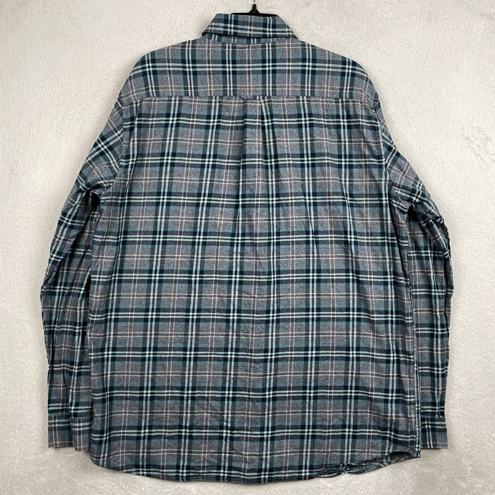 Ll Bean Brushed Jaspe Twill Shirt Mens Large Tall LT Gray Blue Plaid Button Down - Picture 3 of 7